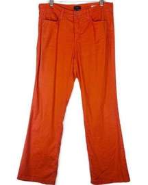 Wylie Five Pocket Linen Trousers Size 10 Orange Wide Leg