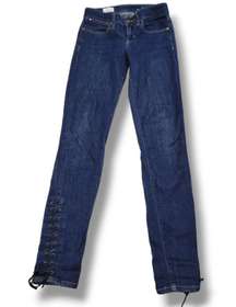 GAP Jeans Size 25 /0 W27"xL31" Gap 1969 Legging Jean Lace Up At Ankle Blue Denim Pants 
