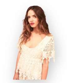 ✽ Lapis Lace Trimmed Silk Lined Top ✽ Nude White ✽ Medium ✽ SCF