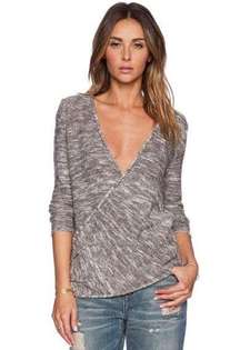 Free People Gotham Wrap Sweater Marled Gray Long Sleeve Womens XS