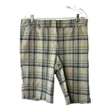 New York Company Green & Gray Plaid Bermuda Shorts Women's 16