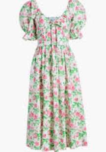 Hill House The Ophelia Pink Rose Smocked Cottagecore Prairie Midi Dress Size S