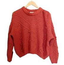 Pull & Bear Sweater Pumpkin Fall Chenille Popcorn Pullover Women’s Size Medium