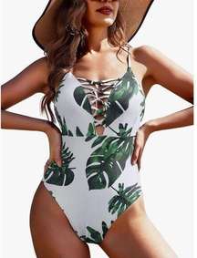 Ekouaer Palm Leaf One Piece Swimsuit