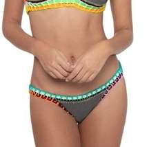 NWT PilyQ Ferrarini Sand Reef Crochet Bikini Bottom Gray One Size Unique Fun