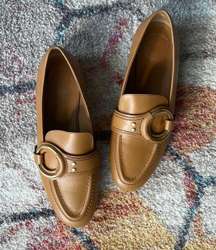 Demi Buckle Leather Loafer in Tan - 37.5