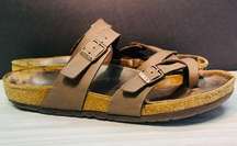 Birkenstock Mayari Womens 40 US 9.5 Mocha Brown Birko Flor Toe Loop Sandal