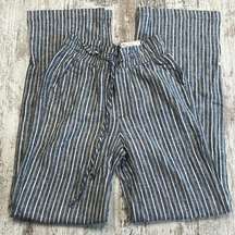 Sonoma Goods For Life Navy Blue Linen Blend High Rise Wide Leg Paperbag Pants XS