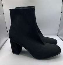 MIA Erika Fly Knit Booties Dress Boots size 9.5 fabric black heel