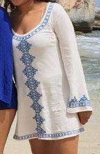 White And Blue Beach Cover Up Dress