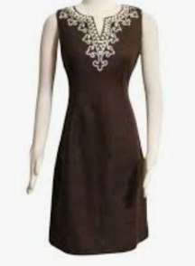 Talbots Brown Linen Sleeveless Dress Sz 4