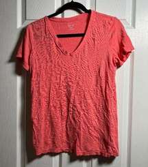 Felina Coral Pink V neck short sleeve top womens medium m modal cotton