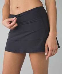 Lululemon Pace Rival Mini Skirt II Built In Short Tennis Court Black Women's 10