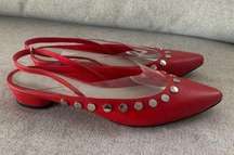 1 STATE Red Studded Flats Sz 6