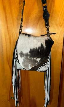 Cow Print Fringe Purse