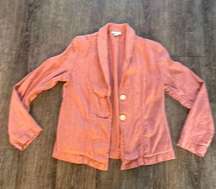 J Jill Blazer Women Size Extra Small Pink Button Linen Rayon Blend Workwear