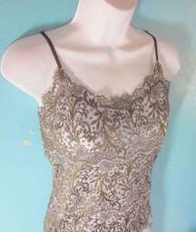 Josie Natori Cami Size M Brown Lace