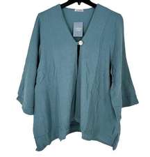 Cotton Lani Women’s Cardigan G6736-AZURE Blue Lightweight Cardigan Shirt Size 2X