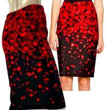 Alyx brand S NWOT knee length skirt. Stunning red & black rose petal design