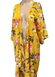 Emory‎ park yellow flower print swimming cover up size M