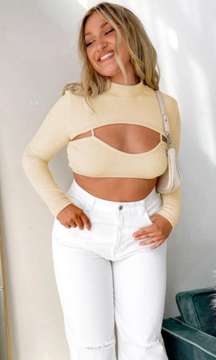 Tan Crop Sweater Top