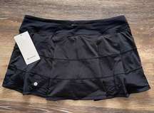 Lululemon Pace Rival Skirt Mid-Rise Regular Black Size 12 NWT