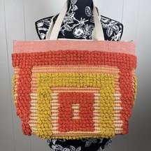 Time & Tru Orange and Yellow Beach Tote Bag NWT