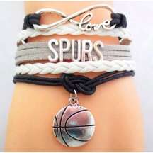 New San Antonio Spurs Multi-Cord Silver & Black Adjustable Infinity Bracelet