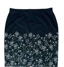 Alfani Skirt Womens 3X Black White Floral Flowers Pencil Straight Bloomcore Boho