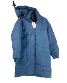 Misguided blue long puffer coat Tall LL square quilted puffer coat size 2 womens