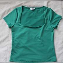 Green Square Neck Top