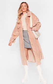 Long Line Pink Fur Coat