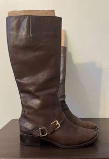 Dark Brown Leather Riding Boots