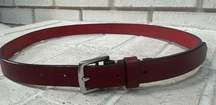 Dark Red Made in Italy  Belt Brass Buckle Silver hardware Medium