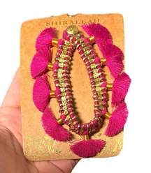 Shiraleah Anthropologie pink gold Fringe bracelet