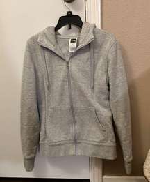 Light Gray Quilted Zip Up Hooded Jacket, Small