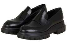 AGL Black IDA Platform Leather Loafers Women’s 10 NEW