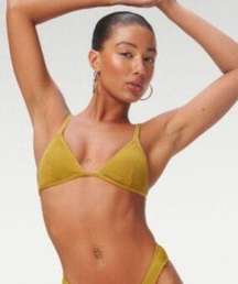 Good American Women’s Always fits Triangle bikini top in dirty olive001 size 0