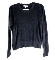 NEW  Black Teddy Fleece Pullover Crewneck Sweatshirt Sample Small