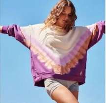 FP Movement Metti tie dye purple and orange ombré crew neck sweatshirt