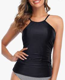 Women Tankini Set High Neck Bathing Suit Set Tummy Control Swimsuit Top Ruched