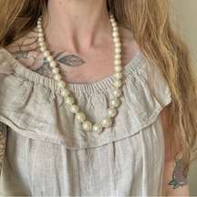 Vintage “Friday” Pearl Small to Large Necklace 25” Chunky Statement Layering 