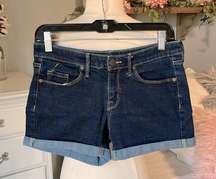 Mossimo Denim Jean Shorts Mid Rise Midi Super Stretch Womens 6 Waist 28