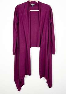 DKNY Raspberry Silk Cashmere Draped Lightweight Waterfall Cardigan Size Small