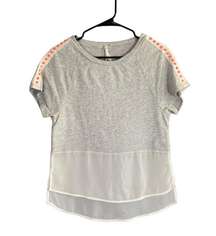 Karen Millen Gray Beaded Detail Short Sleeve Sweatshirt Women Sz 2