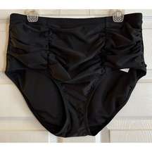 Raisins Curve Black Ruched Costa Bikini Bottoms NWT Size 18W