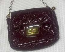 CuTe!  Purse Handbag Quilted Maroon Fabric Chain Rare