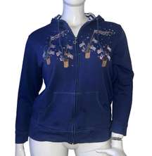 Patriotic Embroidered Embellished Zippered Hoodie