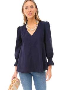 Tuckernuck Pomander Place Navy Easton Blouse