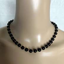 Vintage Monet Black Beaded Necklace